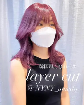 ロング カラー 韓国レイヤーカット/ ダブルカラーのヘアスタイル