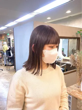 ミディアム カラー パーマ ヘアアレンジ ハル🌸柔色/ ブリーチなし/艶髪のヘアスタイル