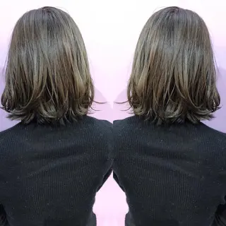 ミディアム カラー パーマ 細川 亮のヘアスタイル