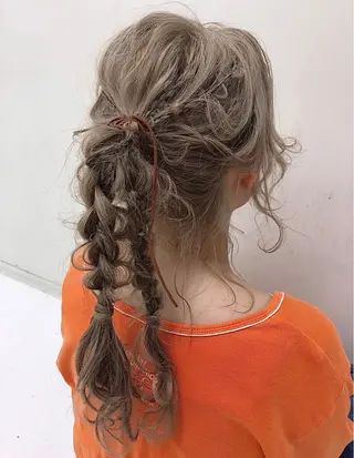 ロング ヘアアレンジ 【ピンク/韓国ヘア/ ヘアセット】亜海のヘアスタイル