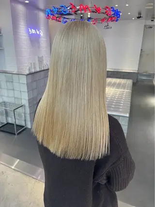 セミロング カラー ダメージレスカラー 縮毛MISAKI🦋のヘアスタイル