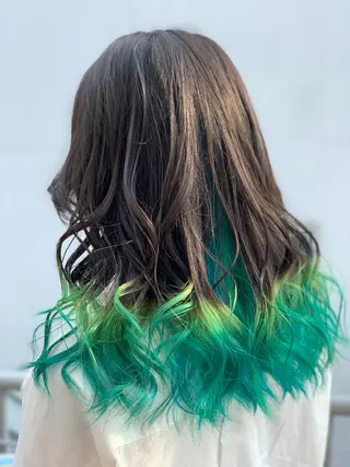 ミディアム カラー ヘアアレンジ 髪質改善×ハイトーン 中田啄也のヘアスタイル