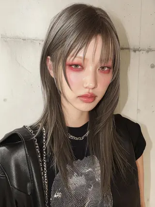 ミディアム カラー ハイライト、レイヤー カット/西梅田/中西のヘアスタイル