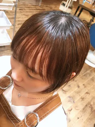 ショート パーマ ami🍑艶カラー/ 髪質改善/透明感のヘアスタイル