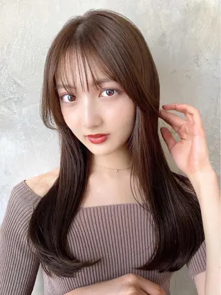セミロング カラー パーマ 顔周り/くびれヘア 韓国ヘア💕風間るなのヘアスタイル