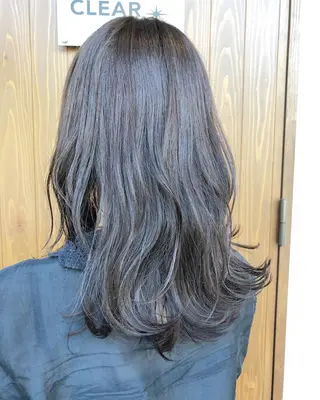 セミロング カラー クロスパーマ× 透明感カラー✂︎のヘアスタイル