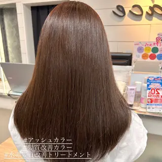 セミロング カラー ヘアアレンジ インナー×縮毛矯正 ピンクカラー澤井里菜のヘアスタイル
