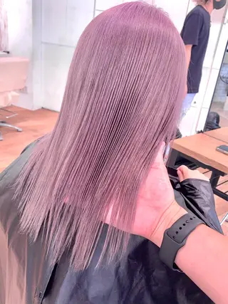 セミロング カラー 前髪/顔まわりカット 艶髪/髪質改善/縮毛のヘアスタイル