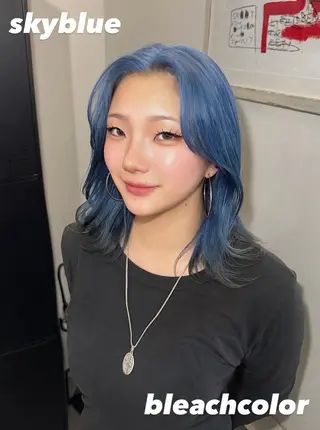 ミディアム カラー ブリーチ/エクステ/ 19歳/新宿/アリルのヘアスタイル