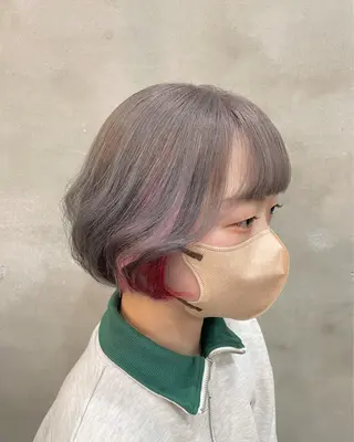 ショート カラー ヘアアレンジ 【ピンク/韓国ヘア/ ヘアセット】亜海のヘアスタイル