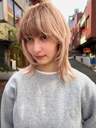 カラー ミディアム nelke/レイヤー 立川/ブリーチのヘアスタイル