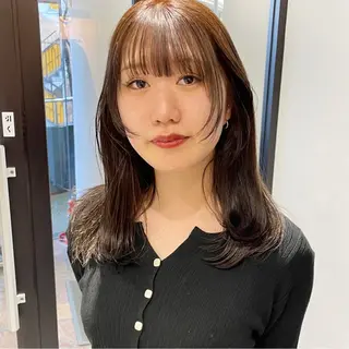 セミロング カラー 🍊暖色×顔周り 🍊cocoroのヘアスタイル
