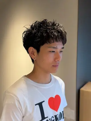 ショート パーマ メンズ スパイキーショート 大人パーマ 丸山のヘアスタイル