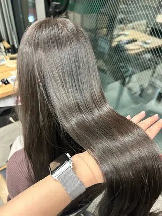 セミロング 女性らしいモテヘア 韓国ヘアhikariのヘアスタイル