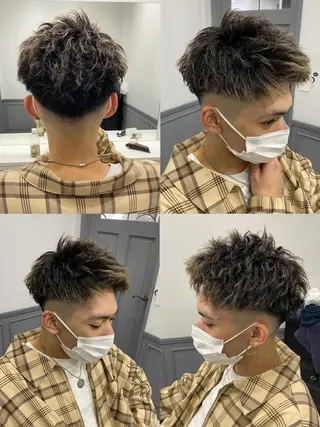 ショート カラー パーマ ヘアアレンジ メンズ 🔥メンズパーマ特 化🔥渡辺一翔🔥のヘアスタイル