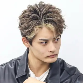 ショート カラー パーマ メンズ シースルーマッシュ/ メンズ/KYOHEIのヘアスタイル