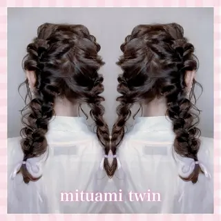 セミロング ヘアアレンジ 💗ガーリーヘア🎀 saki💗のヘアスタイル