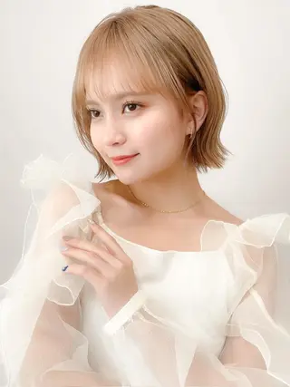 ミディアム カラー ミディアム/顔周り/ ベージュ🌼mayuのヘアスタイル