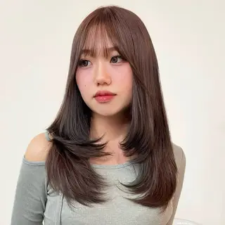 セミロング 透明感ワンカラー梅田 ダブルカラー/川上のヘアスタイル