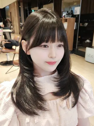 セミロング Nanako。/韓国 ヘア/顔周りカットのヘアスタイル