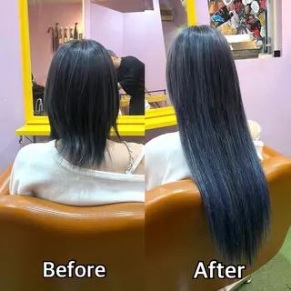 ロング シール＋ちび編み込み エクステ梅田🐨のヘアスタイル