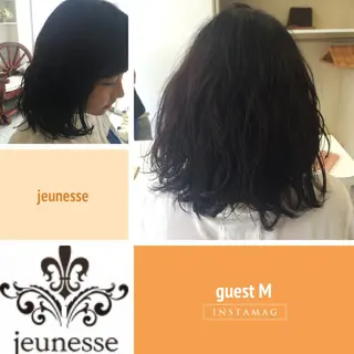 ミディアム パーマ 山内 聡史のヘアスタイル