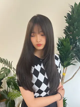 セミロング カラー 韓国×髪質改善💊 似合わせ/武田涼のヘアスタイル