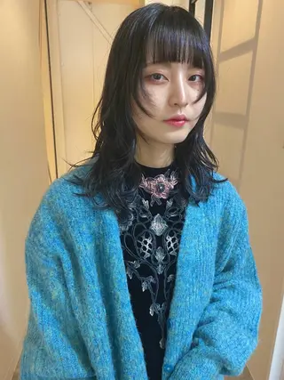 セミロング カラー 森貴裕/ベージュ/ パーマ/オリーブのヘアスタイル