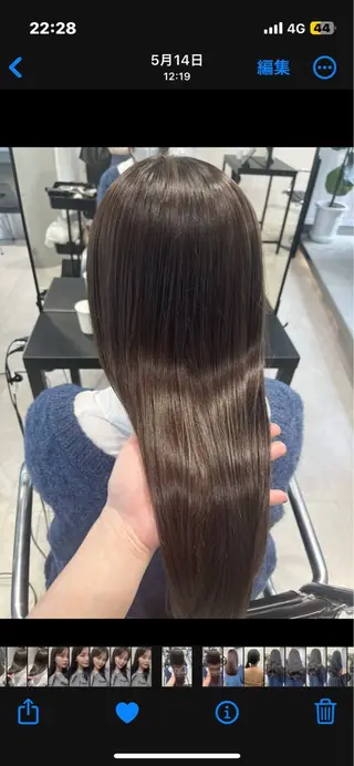 ロング カラー パーマ ヘアアレンジ 透明感/オリーブ/ グレージュ/YUKAのヘアスタイル