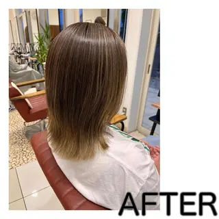 セミロング カラー 長津 健一郎のヘアスタイル