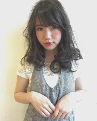 セミロング カラー パーマ 店長/mao/ 前髪/顔周りカットのヘアスタイル