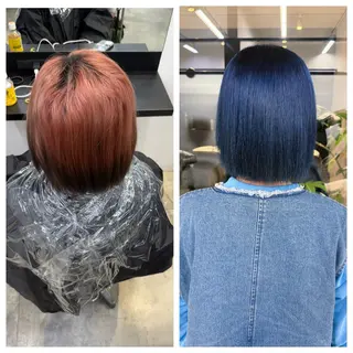 ショート け んブリーチ縮毛矯正のヘアスタイル