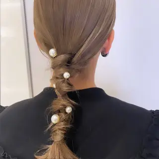 セミロング ヘアアレンジ ボブパーマ ♡ヨシカワハナコのヘアスタイル