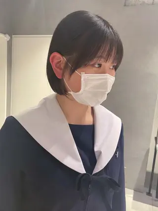 ショート 美髪矯正/艶カラー ボブ/栄/鐘ヶ江純也のヘアスタイル