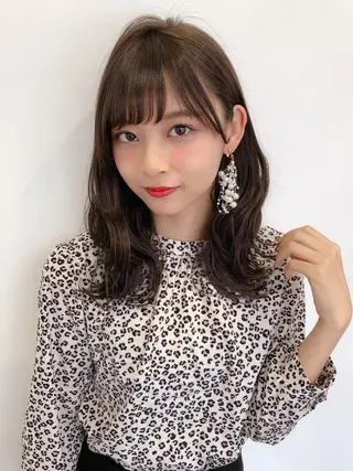 ミディアム カラー ヘアアレンジ 顔周りカット/髪質改 善/新宿/畑中稔里のヘアスタイル