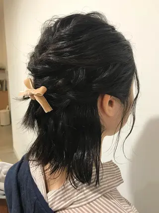 ミディアム ヘアアレンジ 暖色カラー🍊 ボブ🌿顔周りcutのヘアスタイル