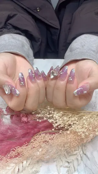 ネイル はな💎ネイル ワンホン、長さ出しのネイルデザイン