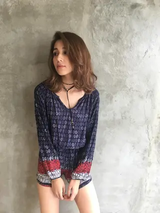 セミロング カラー パーマ REM 上大岡所属・サトウ .のヘアスタイル