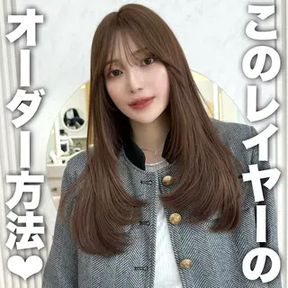 セミロング レイヤーカット/ 顔まわり/アオイのヘアスタイル