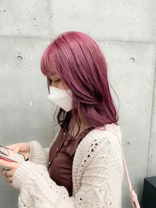 ミディアム カラー hair design verda所属・レイヤー暖色カラー 池袋Yamamotoのヘアスタイル