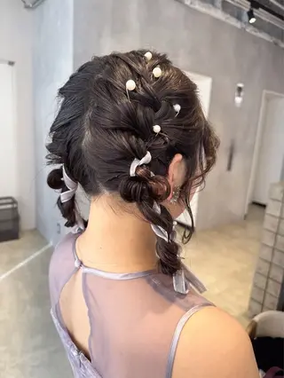 セミロング ヘアアレンジ 透明感カラー✨艶髪 制作🌱山根あゆみのヘアスタイル