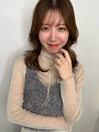 セミロング カラー ヘアアレンジ たけもと みさきのヘアスタイル