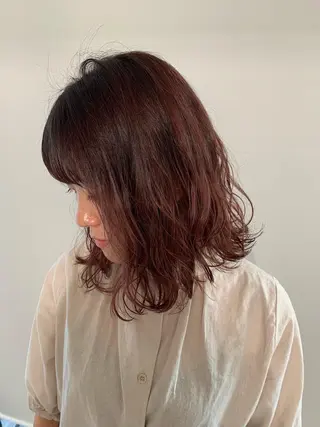 ミディアム カラー パーマ ヘアアレンジ 加藤 綾華のヘアスタイル
