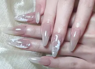 ネイル リボン、ガーリー パーツ放題専門店のネイルデザイン