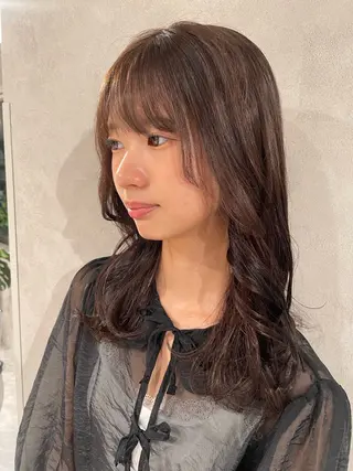 セミロング カラー 🪩サクヤ🪩暗髪 カラー/ワイドバングのヘアスタイル