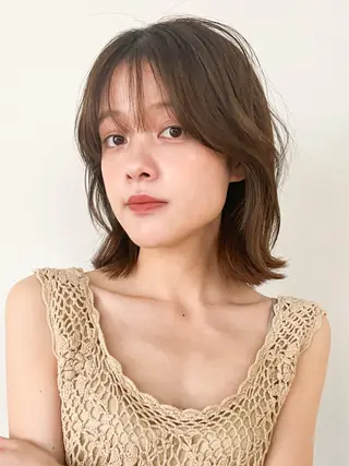 ミディアム カラー 顔周りレイヤー🌈 透明感カラ⭐️RENのヘアスタイル