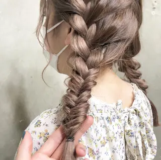 セミロング カラー パーマ ヘアアレンジ メンズ 艶ピンク*ヘアセット 🌙shioriのヘアスタイル