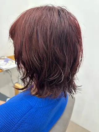 ミディアム カラー パーマ 都築 優菜のヘアスタイル