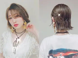 ミディアム カラー ウルフカット／吉村 桃子のヘアスタイル