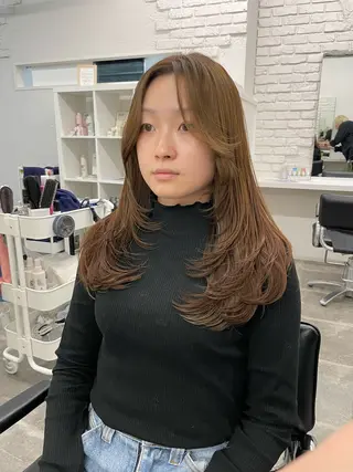 ロング 尚弥/顔まわりの神様 レイヤー/韓国風のヘアスタイル